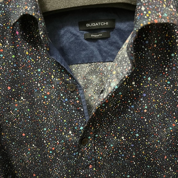 Bugatchi Shaped Fit Galaxy and Stars Long Sleeve Button Down - Picture 3 of 5